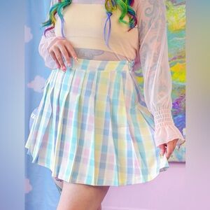 My Violet Pastel Plaid Women's Skirt